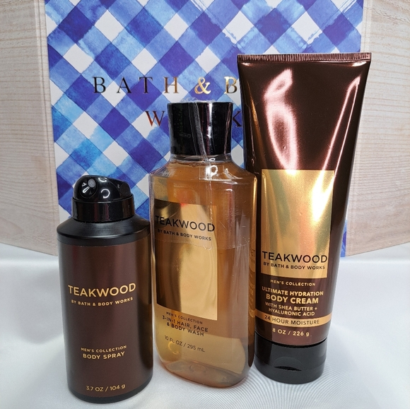 BATH & BODY WORKS 'TEAKWOOD' 3-PIECE GIFT SET BODY WASH, LOTION & MIST - Picture 6 of 16